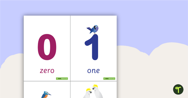 0-20 Number and Word Flashcards - Birds teaching resource