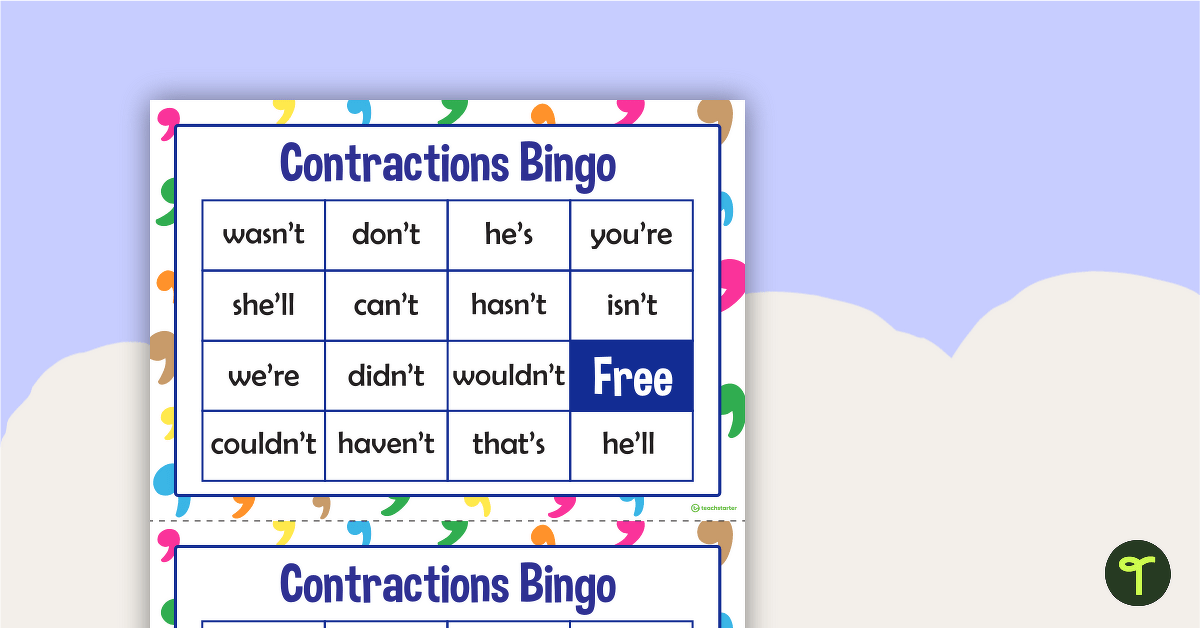 Contractions Bingo teaching resource