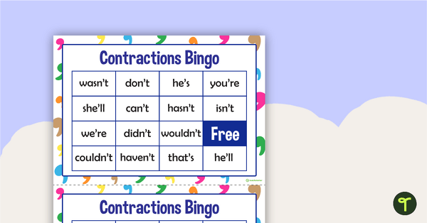 Image of Contractions Bingo