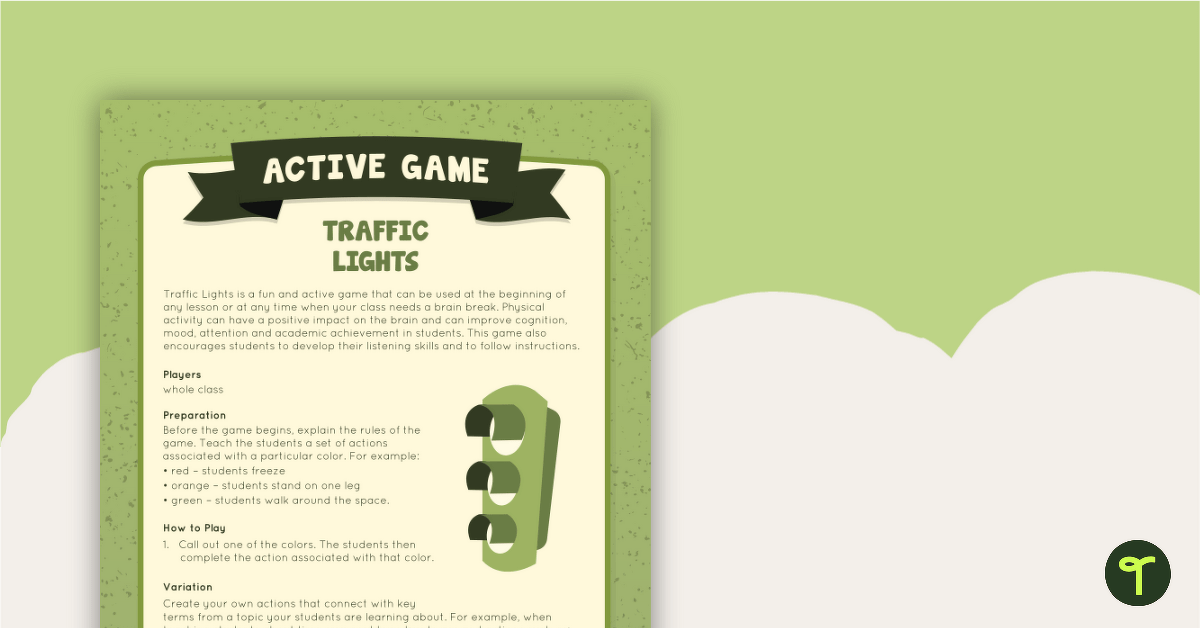 Traffic Lights Active Game teaching resource