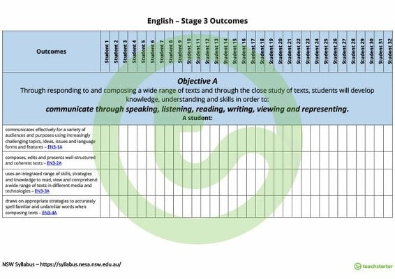 English Term Tracker (NSW Syllabus) - Stage 3 teaching resource