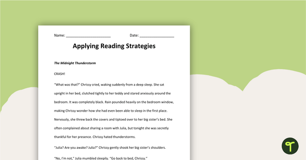Preview image for Applying Reading Comprehension Strategies Worksheets - teaching resource