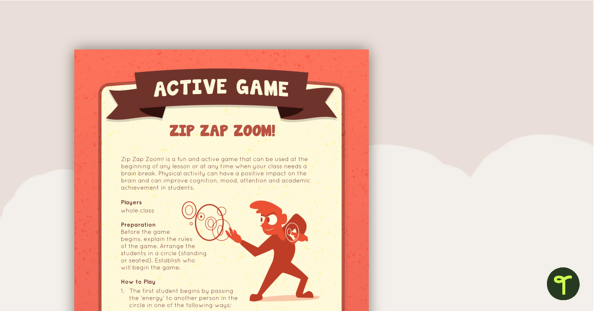 Zip Zap Zoom! Active Game teaching resource
