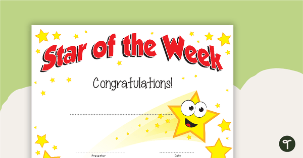 Star of the Week Certificate teaching resource