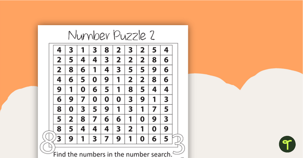 Go to Number Wordsearch with Solution - 2 teaching resource