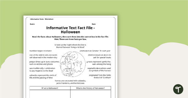 Informative Texts Writing Tasks - Fact Files and Scaffolding Template teaching resource