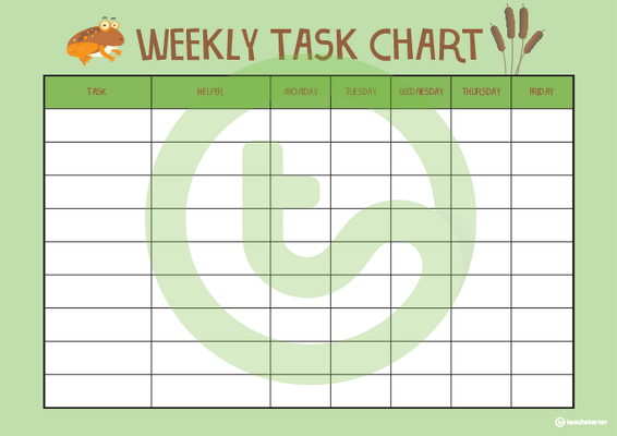 Frogs - Weekly Task Chart teaching resource