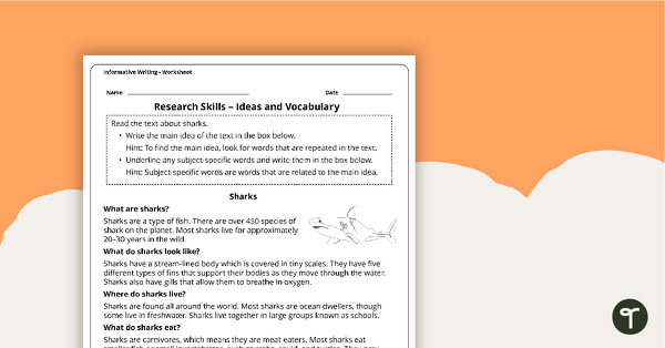Preview image for Research Skills Worksheets - Note-Taking - teaching resource