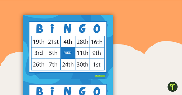 Image of Ordinal Numbers Bingo Cards