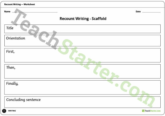 Simple Recounts - Writing Scaffold teaching resource