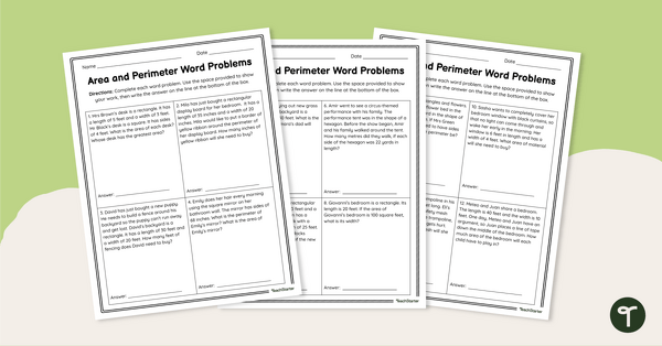 Area and Perimeter Word Problems teaching resource
