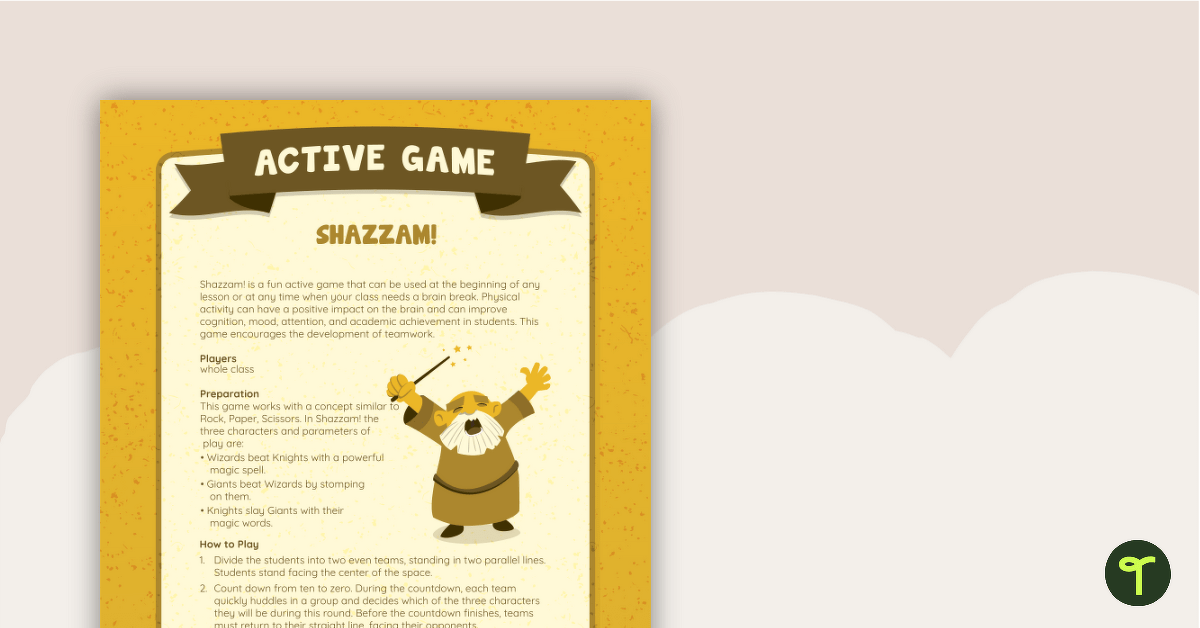 Shazzam! Active Game teaching resource