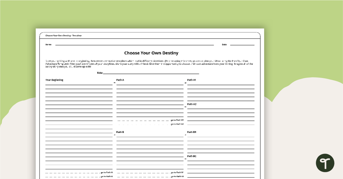 Choose Your Own Destiny - Writing Template teaching resource