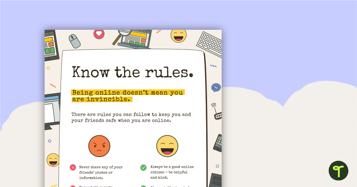 Cybersafety Poster - Know the Rules teaching resource