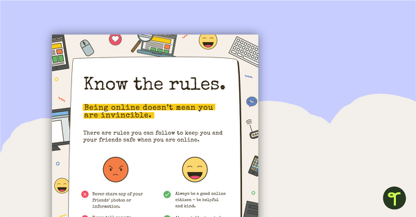 Preview image for Cybersafety Poster - Know the Rules - teaching resource