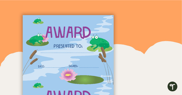 Frogs - Award Certificate teaching resource