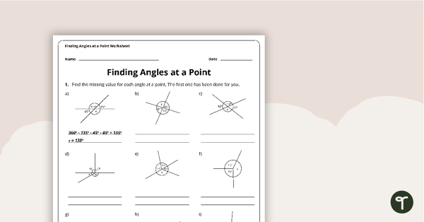 Go to Angles at a Point – Year 6 Maths Worksheet teaching resource
