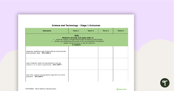 Go to Science and Technology Term Tracker (NSW Syllabus) - Stage 1 teaching resource