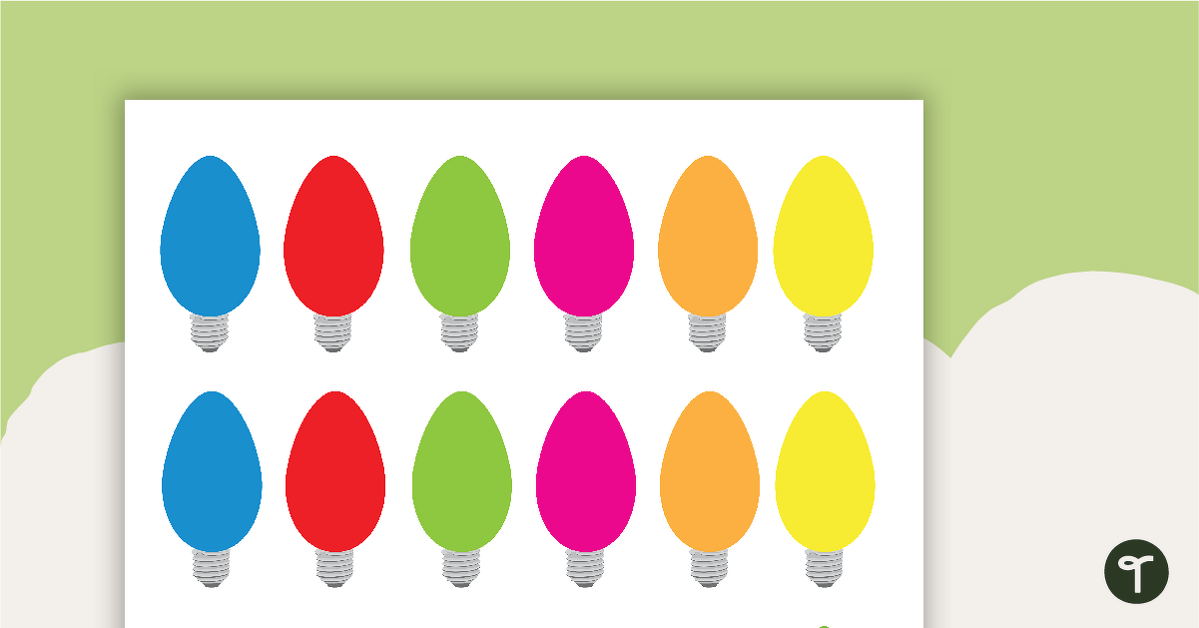 Free Christmas Printables - Christmas Light Outline Template | Teach Starter
