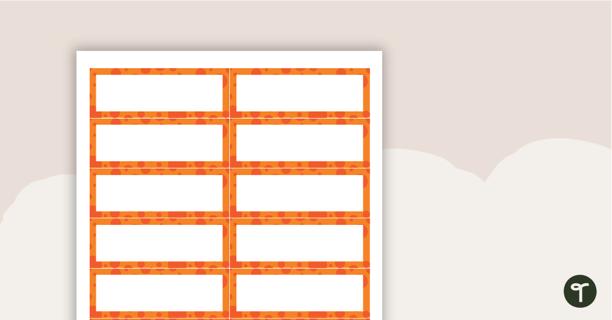 Desk Name Tags  Orange Spots teaching resource