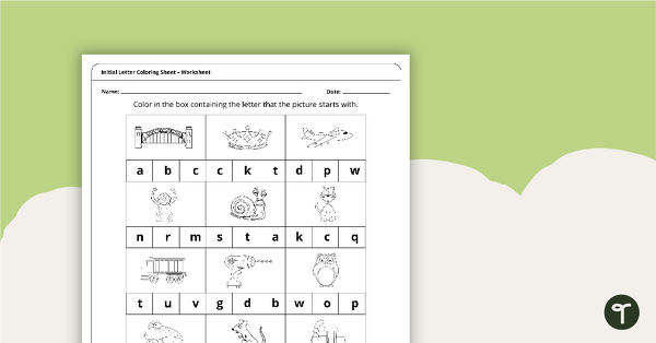 Go to Initial Letter Coloring Worksheet teaching resource