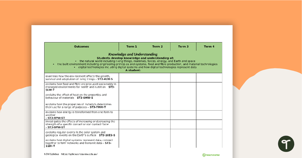 Science and Technology Term Tracker (NSW Syllabus) - Stage 3 teaching resource