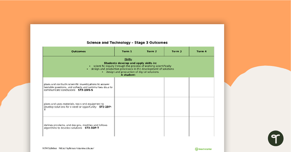 Science and Technology Term Tracker (NSW Syllabus) - Stage 3 teaching resource