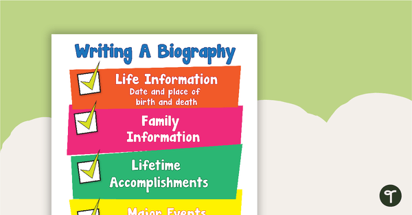 Go to Writing A Biography Poster teaching resource