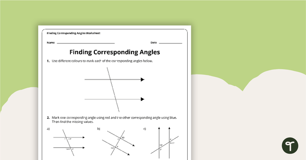 Finding Corresponding Angles Worksheet teaching resource