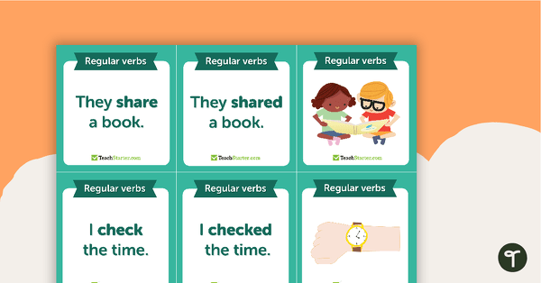 Simple Present and Past Tense Matchup Cards - Regular Verbs teaching resource
