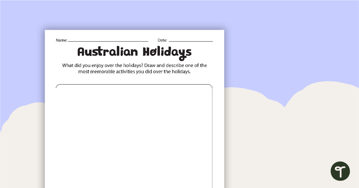 Australian Holidays Worksheet teaching resource