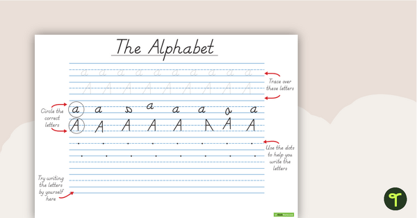 Image of Alphabet Handwriting Sheets - Including Non-Examples
