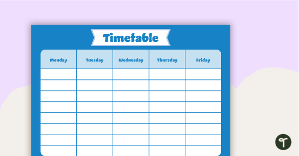 Plain Blue - Weekly Timetable teaching resource