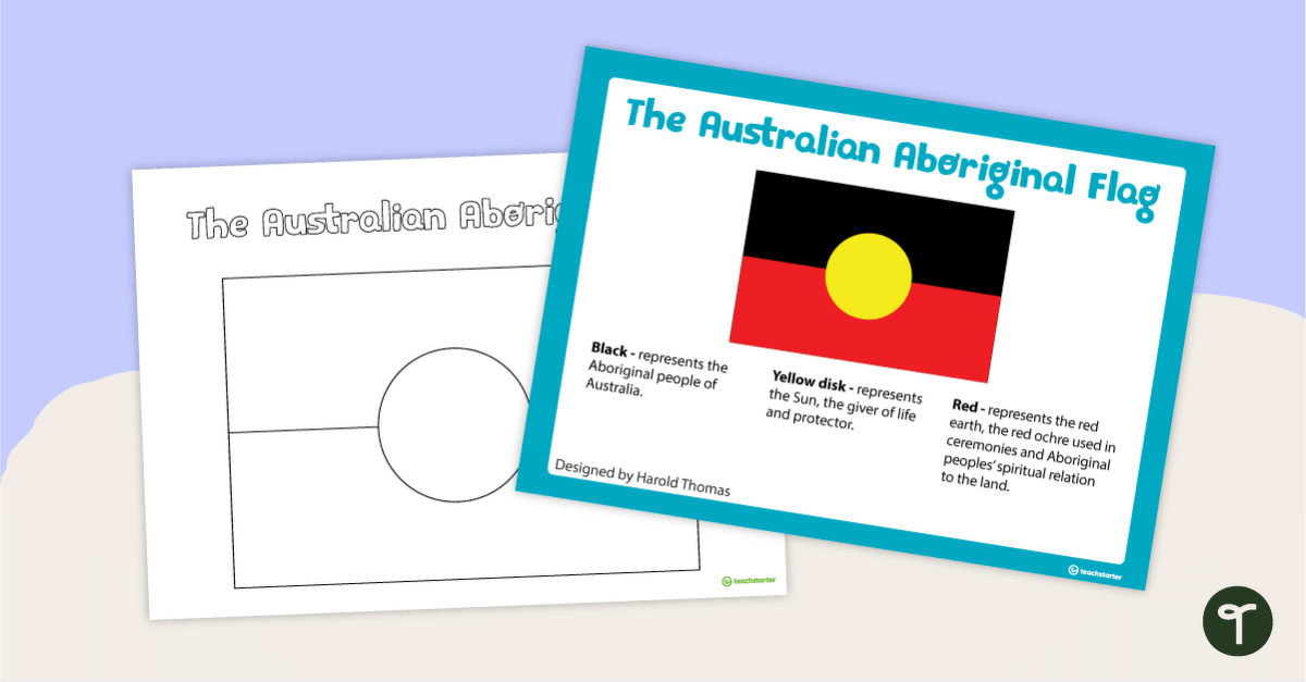 The Australian Aboriginal Flag Poster and Worksheet teaching resource