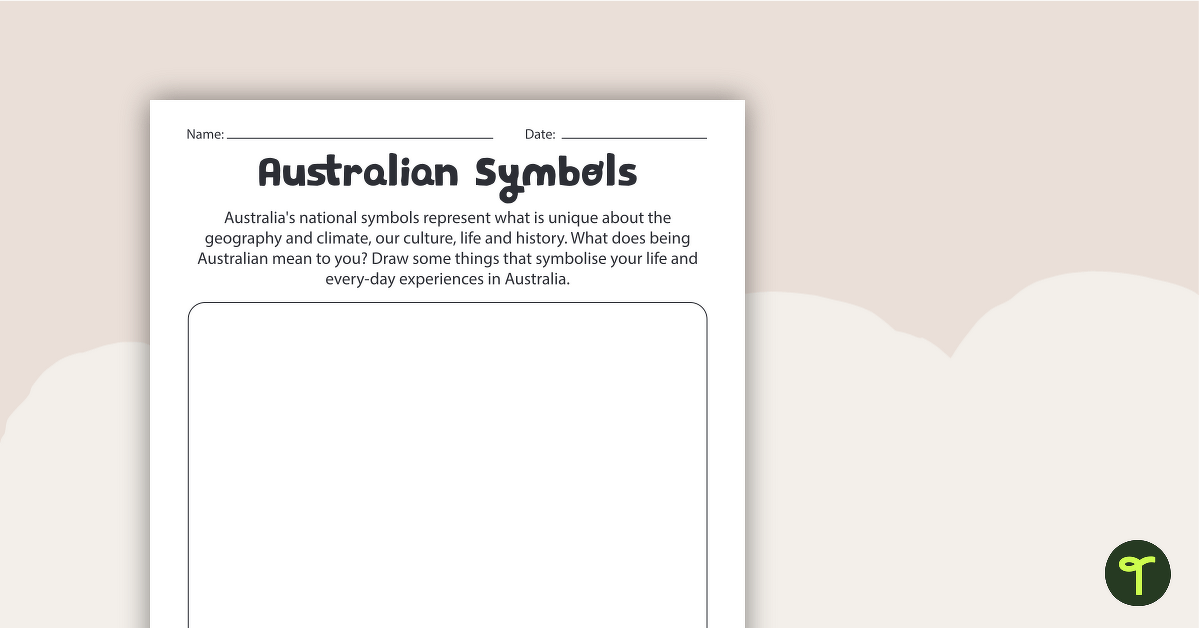 Australian Symbols Activity Worksheet teaching resource