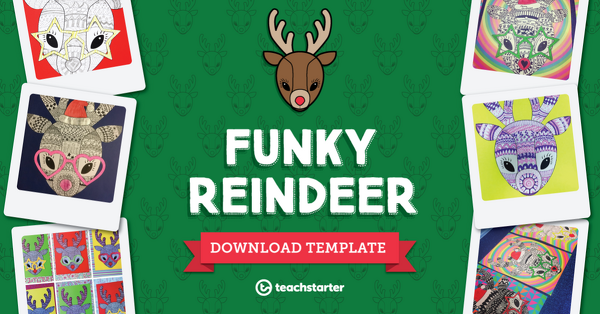 Funky Reindeer Craft Template teaching resource