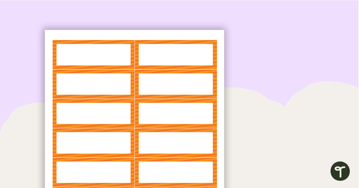Desk Name Tags  Orange Diagonal Stripe Pattern teaching resource