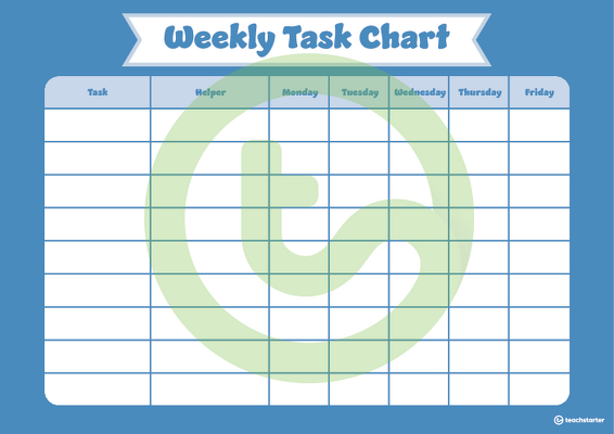 Plain Blue - Weekly Task Chart teaching resource