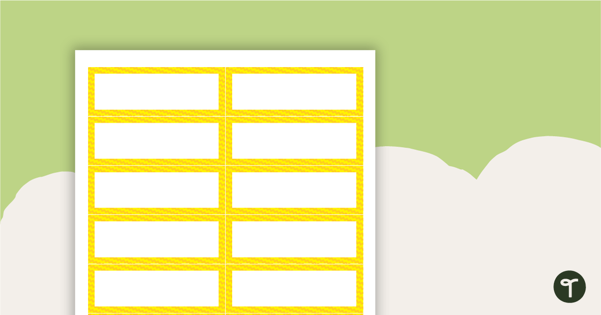 Desk Name Tags  Yellow Squiggles Pattern teaching resource
