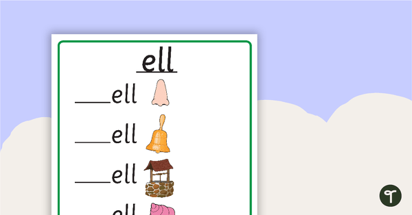 Preview image for Word Families - 'ELL' - teaching resource
