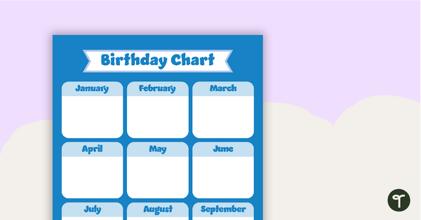 Plain Blue - Birthday Chart teaching resource