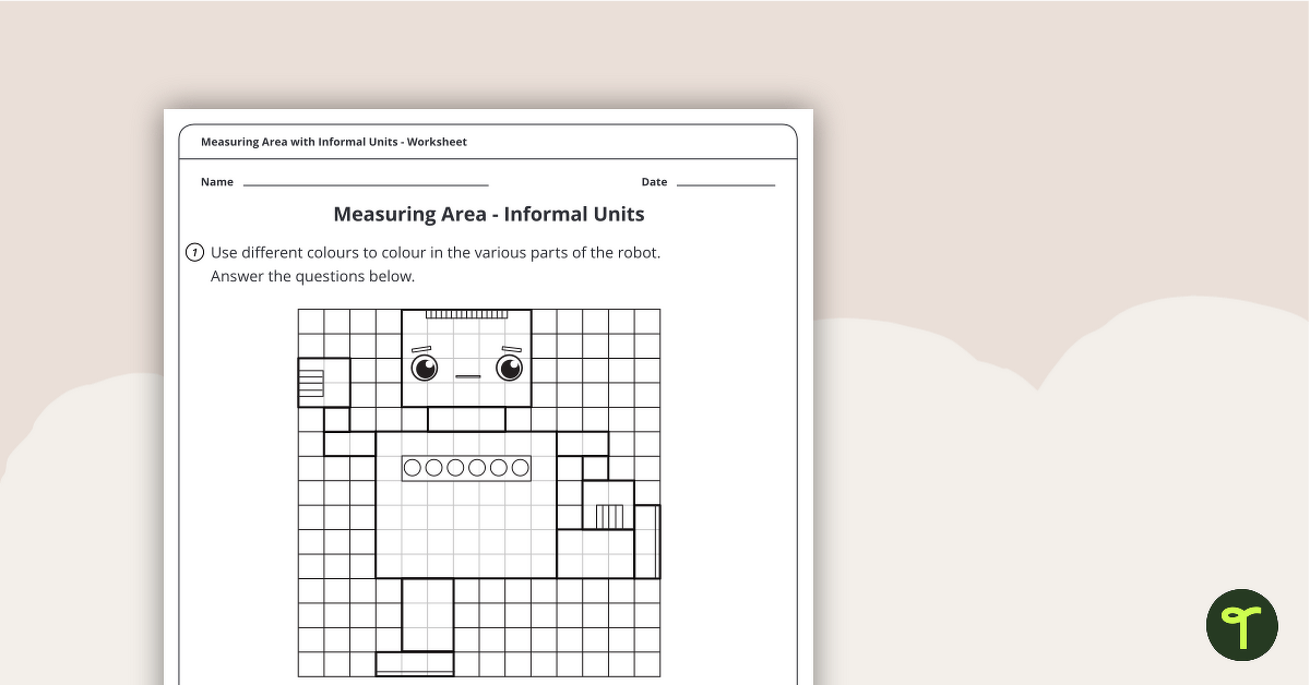 Measuring the Area of a Robot with Informal Units Worksheet teaching resource