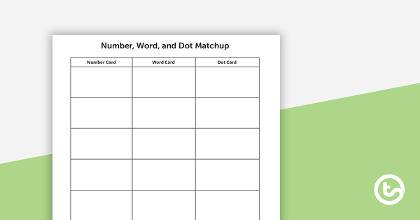 Number, Word, and Dot Matchup - Worksheet teaching resource