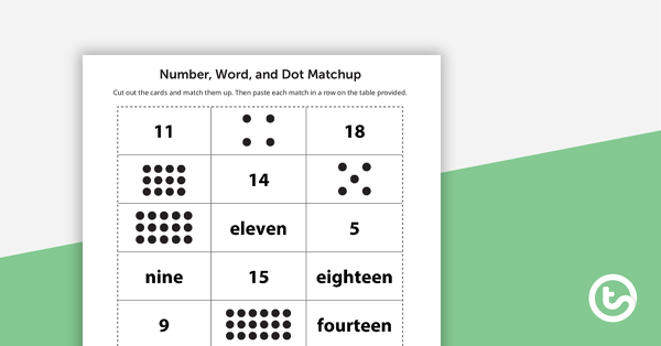 Number, Word, and Dot Matchup - Worksheet teaching resource