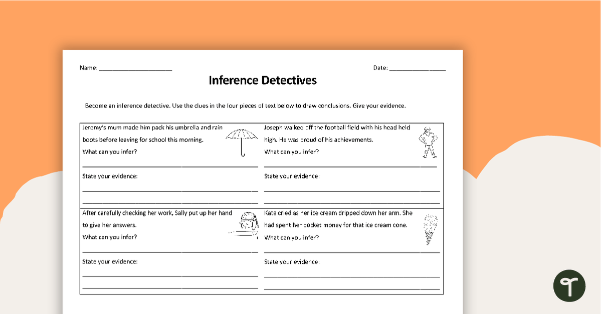 Making Inferences - Detective Worksheet teaching resource