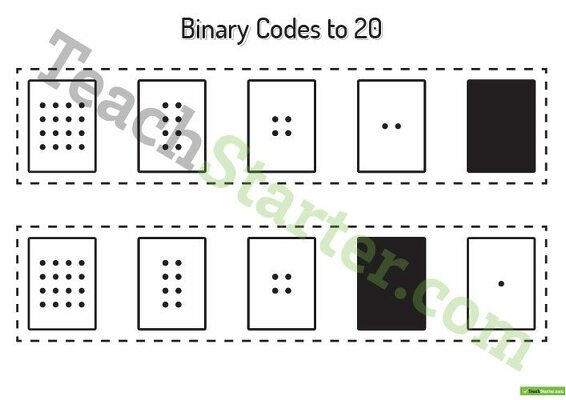 Binary Codes with Guide Dots to 20 Cards teaching resource