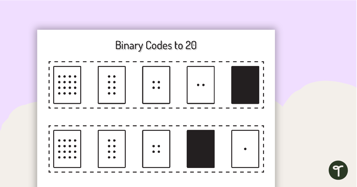Binary Codes with Guide Dots to 20 Cards teaching resource