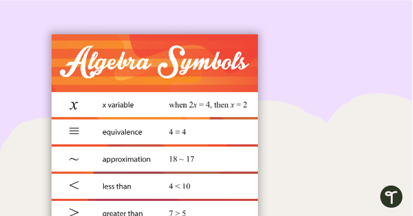 Algebraic Symbols - Poster teaching resource