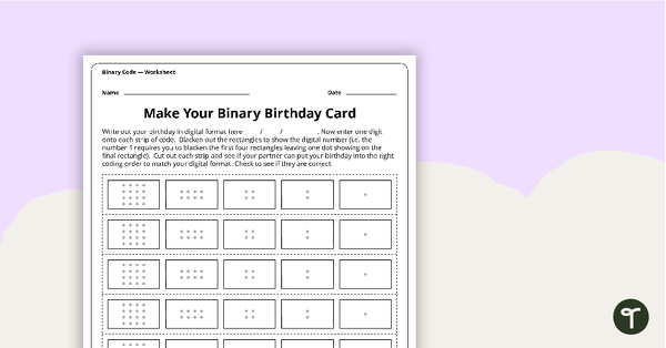 Preview image for Make Your Binary Code Birthday Card Activity - teaching resource