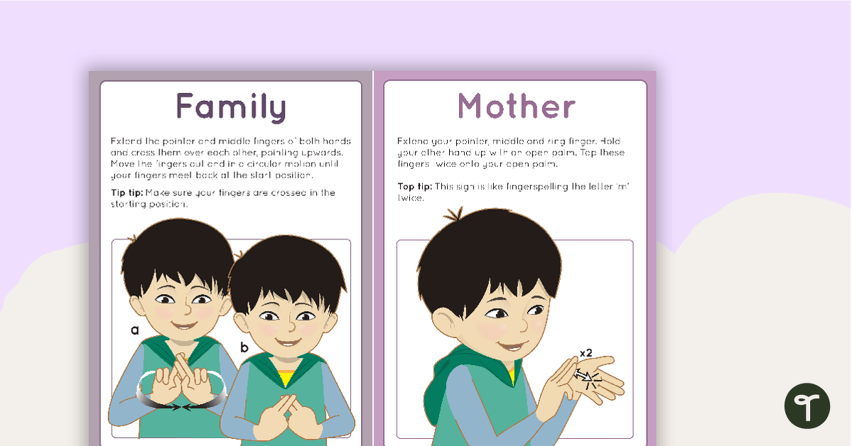 Auslan Family Role Flashcards - Southern Dialect teaching resource